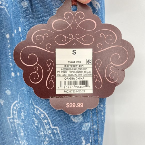 Knox Rose Womens Blue Chambray Shibori Print Pull On Jogger Pants S Bohemian - Picture 6 of 6